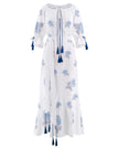 White Embroidered Linen Maxi Dress || ZALXNDRA