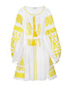 White Embroidered Linen Mini Dress – Balloon Sleeves | ZALXNDRA