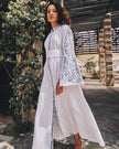 White Embroidered Linen Maxi Dress || ZALXNDRA
