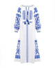 White Embroidered Linen Maxi Dress – Balloon Sleeves || ZALXNDRA
