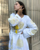 White Embroidered Linen Maxi Dress || ZALXNDRA