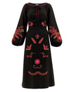 Black Embroidered Linen Maxi Dress – Balloon Sleeves | ZALXNDRA