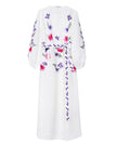 White Embroidered Linen Maxi Dress – Balloon Sleeves || ZALXNDRA