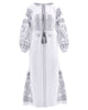 White Embroidered Linen Maxi Dress – Balloon Sleeves || ZALXNDRA