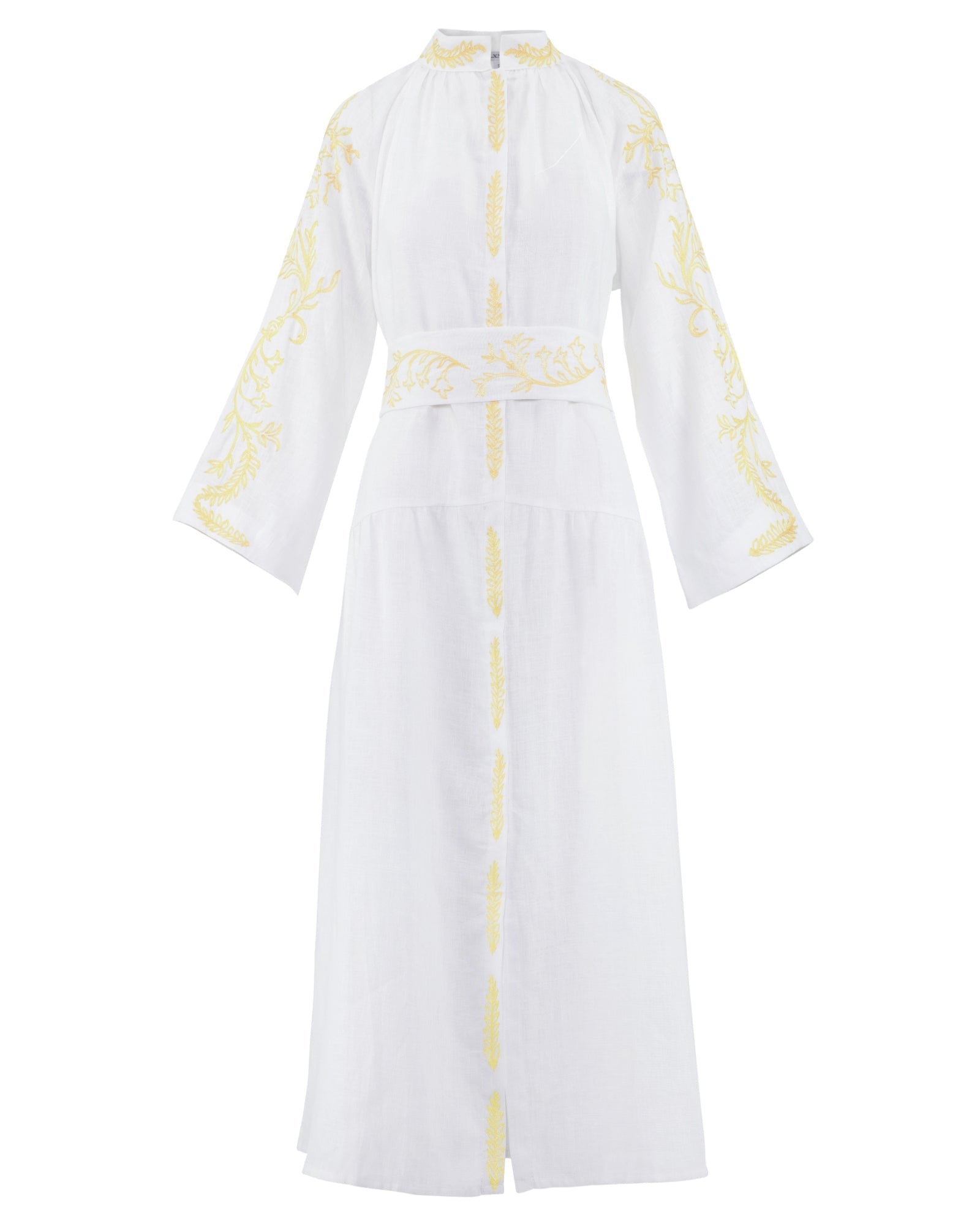 Robe longue en lin brodé blanc | ZALXNDRA