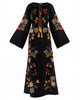 Black Embroidered Linen Maxi Dress || ZALXNDRA