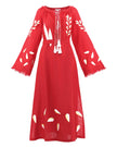 Scarlet Red Embroidered Linen Maxi Dress | ZALXNDRA