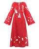 Scarlet Red Embroidered Linen Maxi Dress | ZALXNDRA