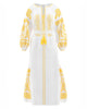White Embroidered Linen Maxi Dress – Balloon Sleeves || ZALXNDRA