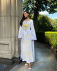 White Embroidered Linen Maxi Dress || ZALXNDRA