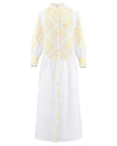White Embroidered Linen Maxi Dress | ZALXNDRA
