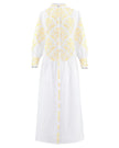 White Embroidered Linen Maxi Dress | ZALXNDRA
