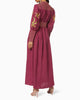 Robe longue en lin brodé bordeaux | ZALXNDRA