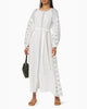 White Embroidered Linen Maxi Dress – Balloon Sleeves || ZALXNDRA