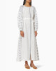White Embroidered Linen Maxi Dress – Balloon Sleeves || ZALXNDRA