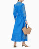 Royal Blue Embroidered Linen Maxi Dress | ZALXNDRA