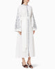 White Embroidered Linen Maxi Dress || ZALXNDRA