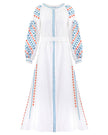 White Embroidered Linen Maxi Dress – Balloon Sleeves || ZALXNDRA