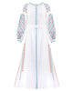White Embroidered Linen Maxi Dress – Balloon Sleeves || ZALXNDRA
