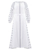 White Embroidered Linen Maxi Dress – Balloon Sleeves || ZALXNDRA
