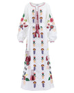 White Embroidered Linen Maxi Dress – Balloon Sleeves | ZALXNDRA
