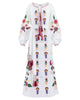 White Embroidered Linen Maxi Dress – Balloon Sleeves || ZALXNDRA
