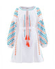 Mini-robe blanche brodée en lin – Manches ballon | ZALXNDRA