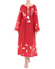 Scarlet Red Embroidered Linen Maxi Dress | ZALXNDRA