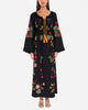 Black Embroidered Linen Maxi Dress || ZALXNDRA