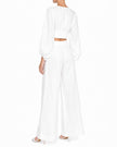 White Linen V-Neck Crop Top and Palazzo Pants Co-ord Set