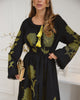 Black Embroidered Linen Maxi Dress | ZALXNDRA