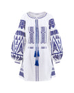 White Embroidered Linen Mini Dress – Balloon Sleeves || ZALXNDRA