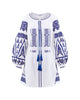 White Embroidered Linen Mini Dress – Balloon Sleeves || ZALXNDRA
