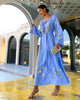 Powder Blue Embroidered Linen Maxi Dress | ZALXNDRA