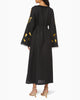 Black Embroidered Linen Maxi Dress || ZALXNDRA