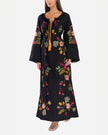 Black Embroidered Linen Maxi Dress || ZALXNDRA