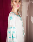 White Embroidered Linen Dress – Balloon Sleeves || ZALXNDRA
