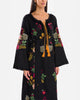 Black Embroidered Linen Maxi Dress || ZALXNDRA
