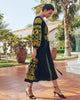Black Embroidered Linen Maxi Dress – Balloon Sleeves || ZALXNDRA