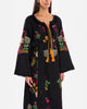 Black Embroidered Linen Maxi Dress | ZALXNDRA