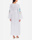 White Embroidered Linen Maxi Dress | ZALXNDRA