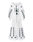 White Embroidered Linen Maxi Dress – Balloon Sleeves || ZALXNDRA
