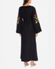 Black Embroidered Linen Maxi Dress || ZALXNDRA
