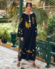 Black Embroidered Linen Maxi Dress || ZALXNDRA