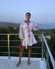 White Embroidered Linen Mini Dress – Balloon Sleeves | ZALXNDRA