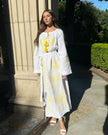 White Embroidered Linen Maxi Dress || ZALXNDRA