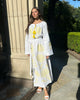 White Embroidered Linen Maxi Dress || ZALXNDRA
