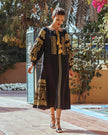 Black Embroidered Linen Maxi Dress – Balloon Sleeves || ZALXNDRA