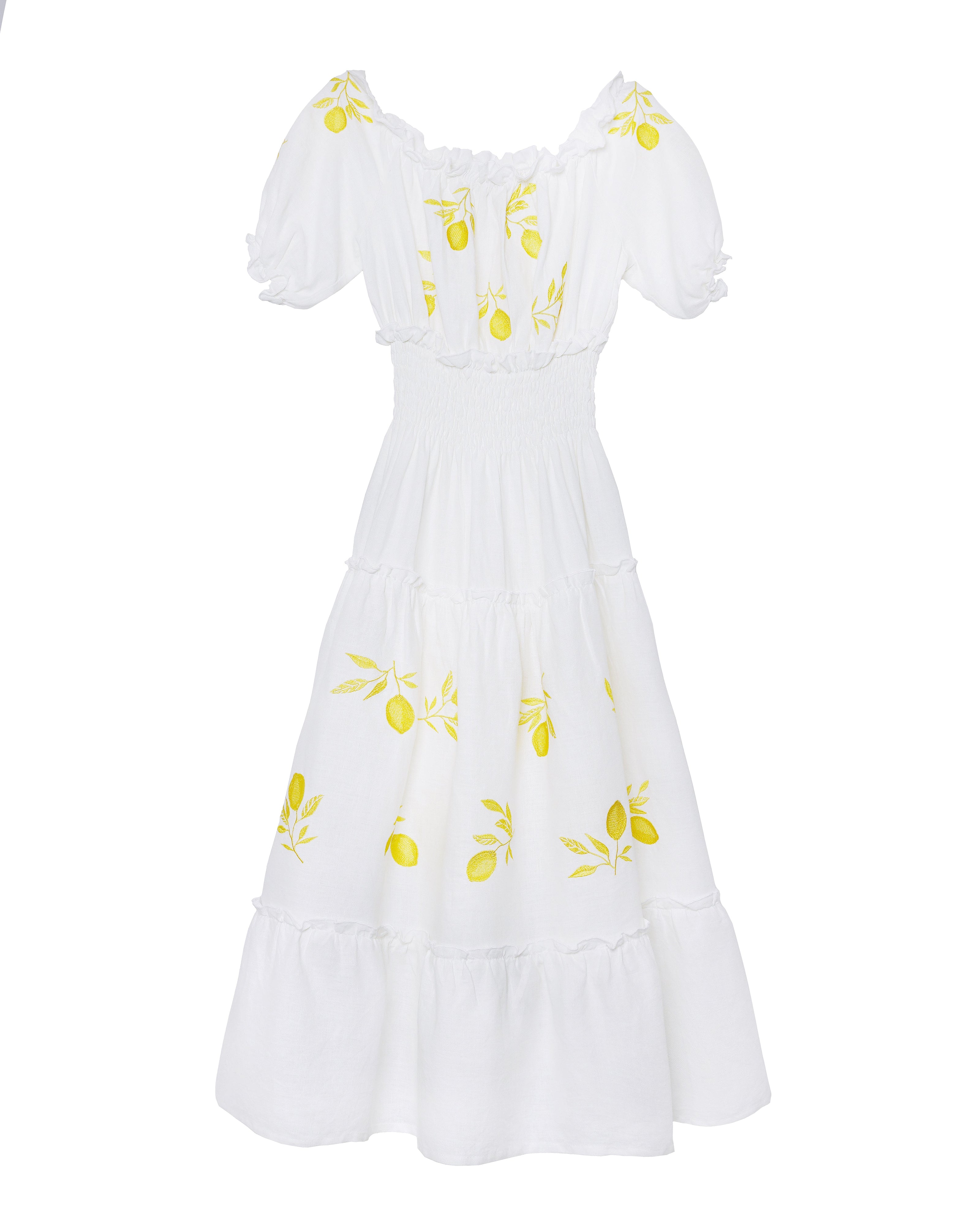 White Embroidered Linen Dress || ZALXNDRA