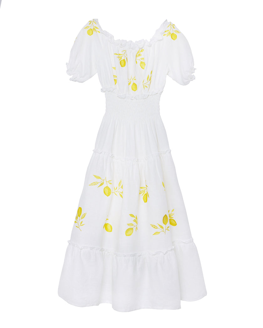 White Embroidered Linen Dress | ZALXNDRA